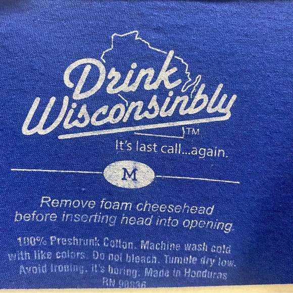 Drink Wisconsinbly Blue T-Shirt - Picture 3 of 4